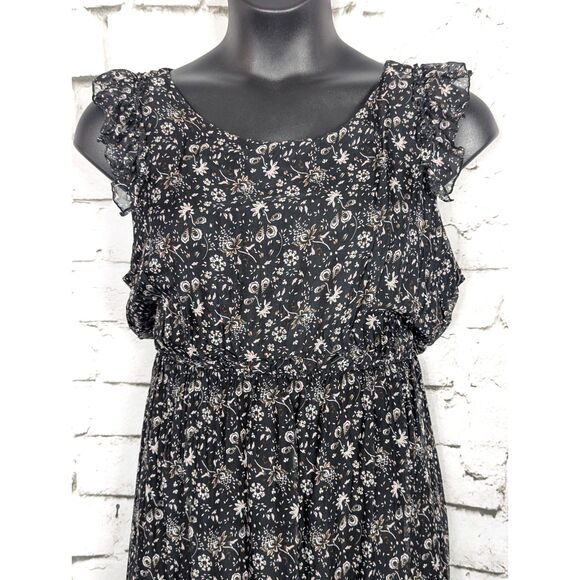 LE RAGAZZE Boho Cottage Prairie Silk Floral Whimsigoth Italy Maxi Dress Large - Picture 2 of 7